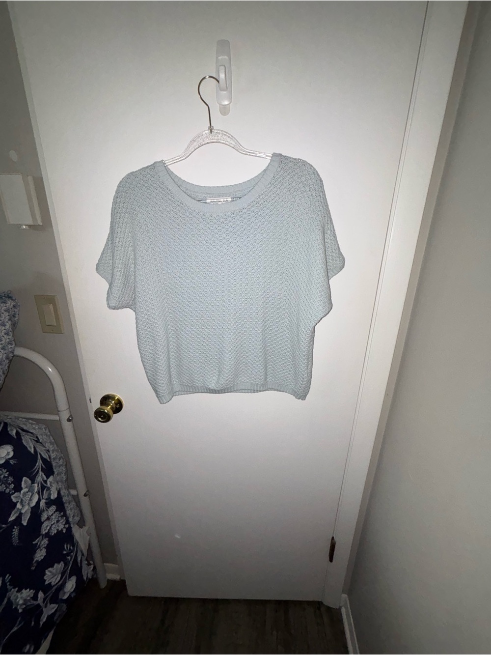 Rachel Zoe Pale Blue Short-Sleeve Knit Sweater